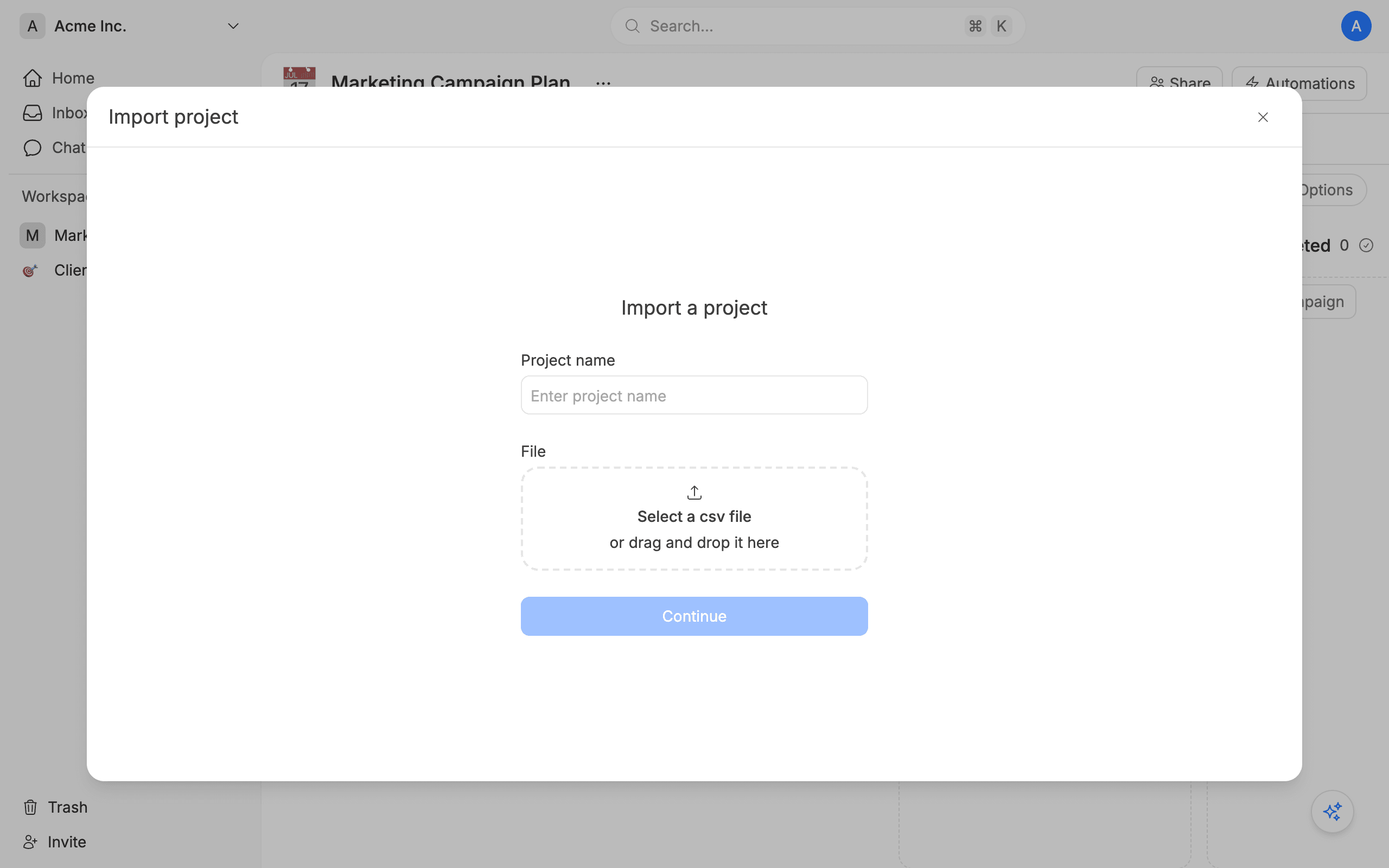 Import project