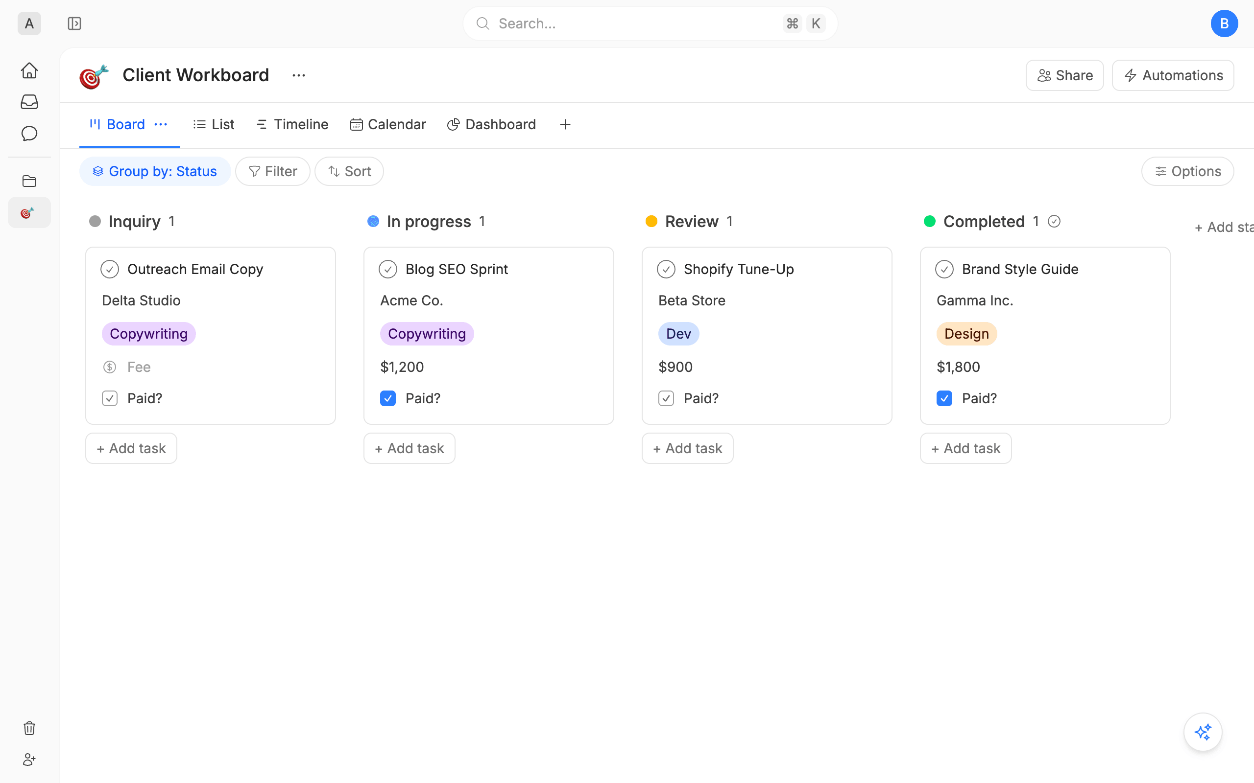 Client Workboard
