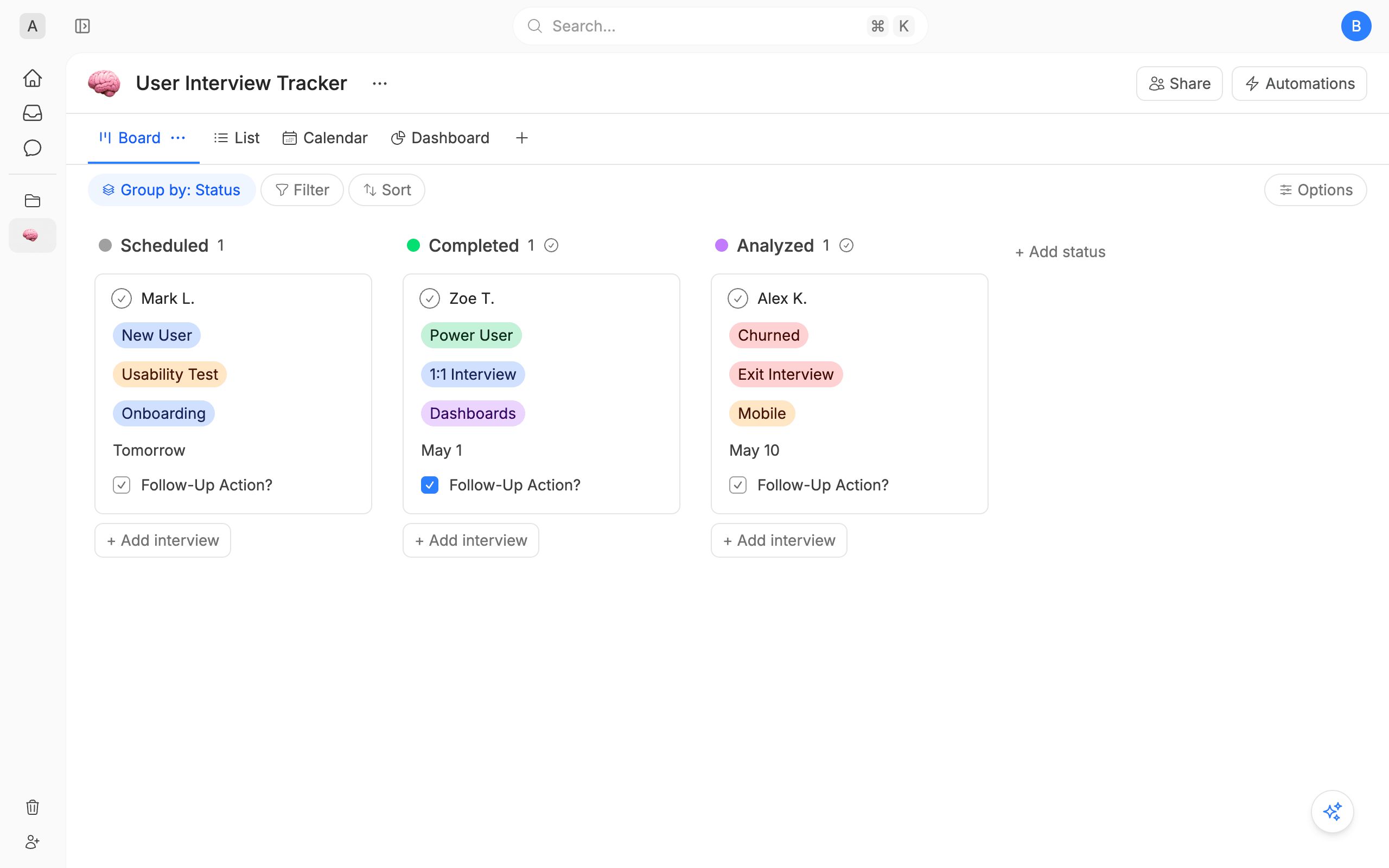 User Interview Tracker