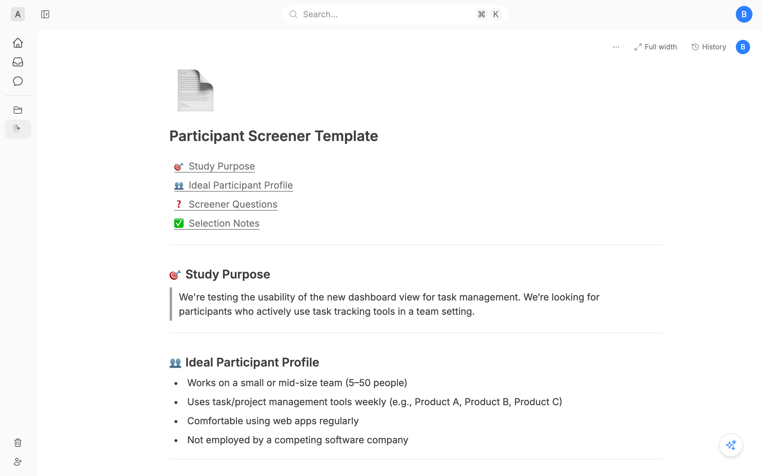 Participant Screener