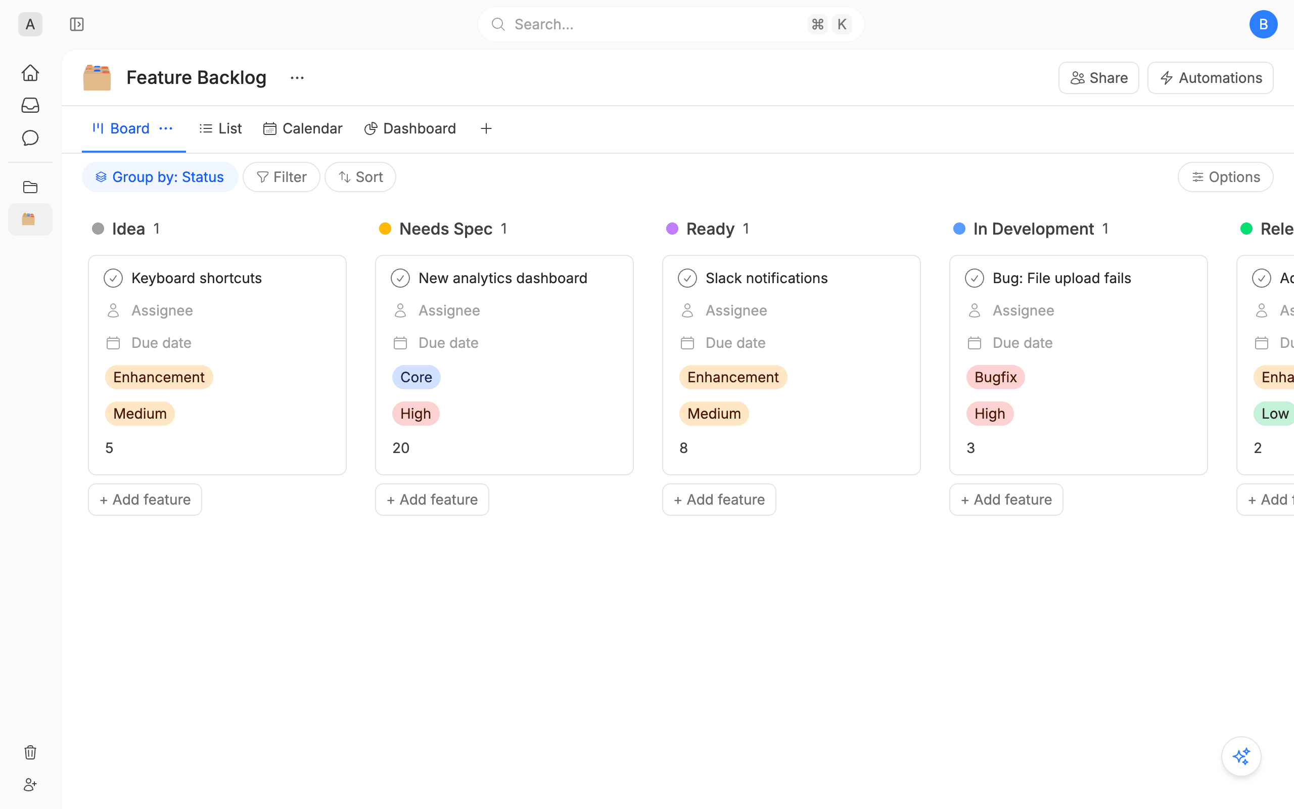 Feature Backlog