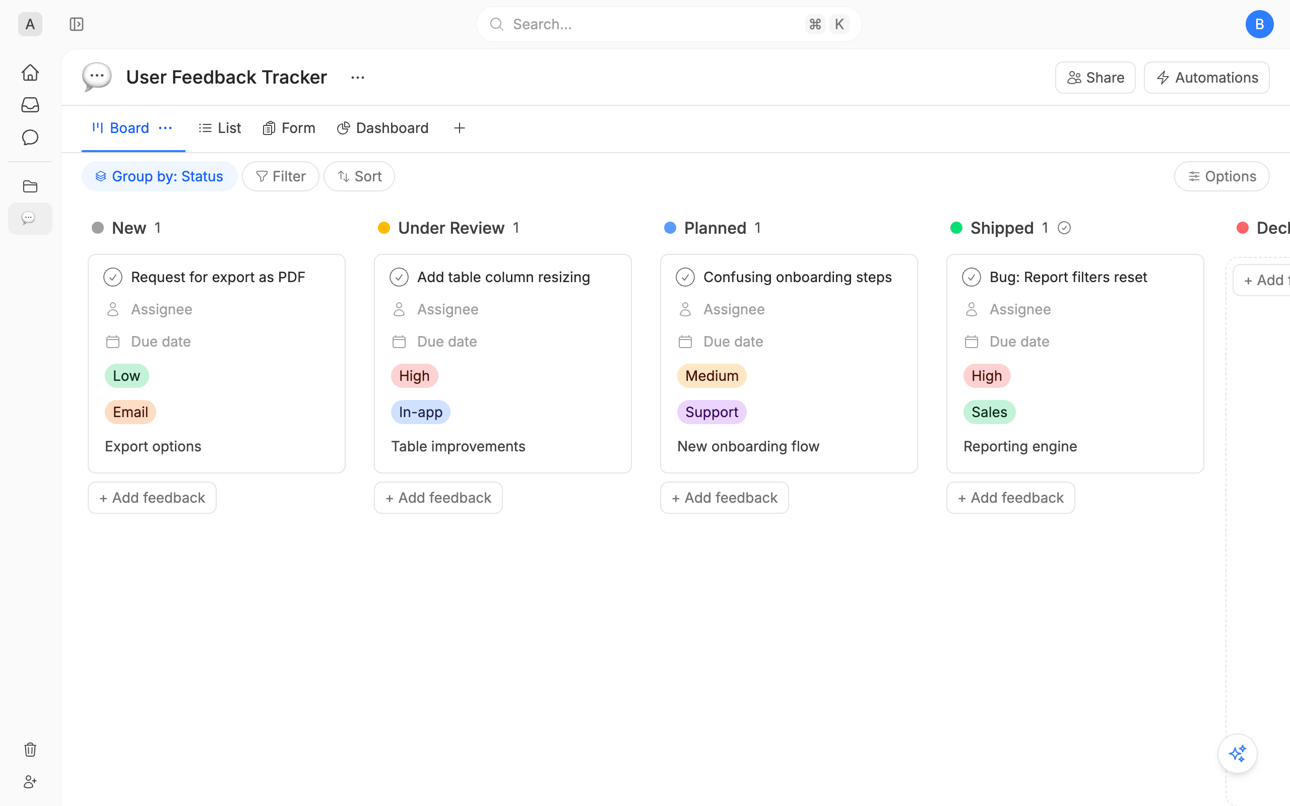 User Feedback Tracker