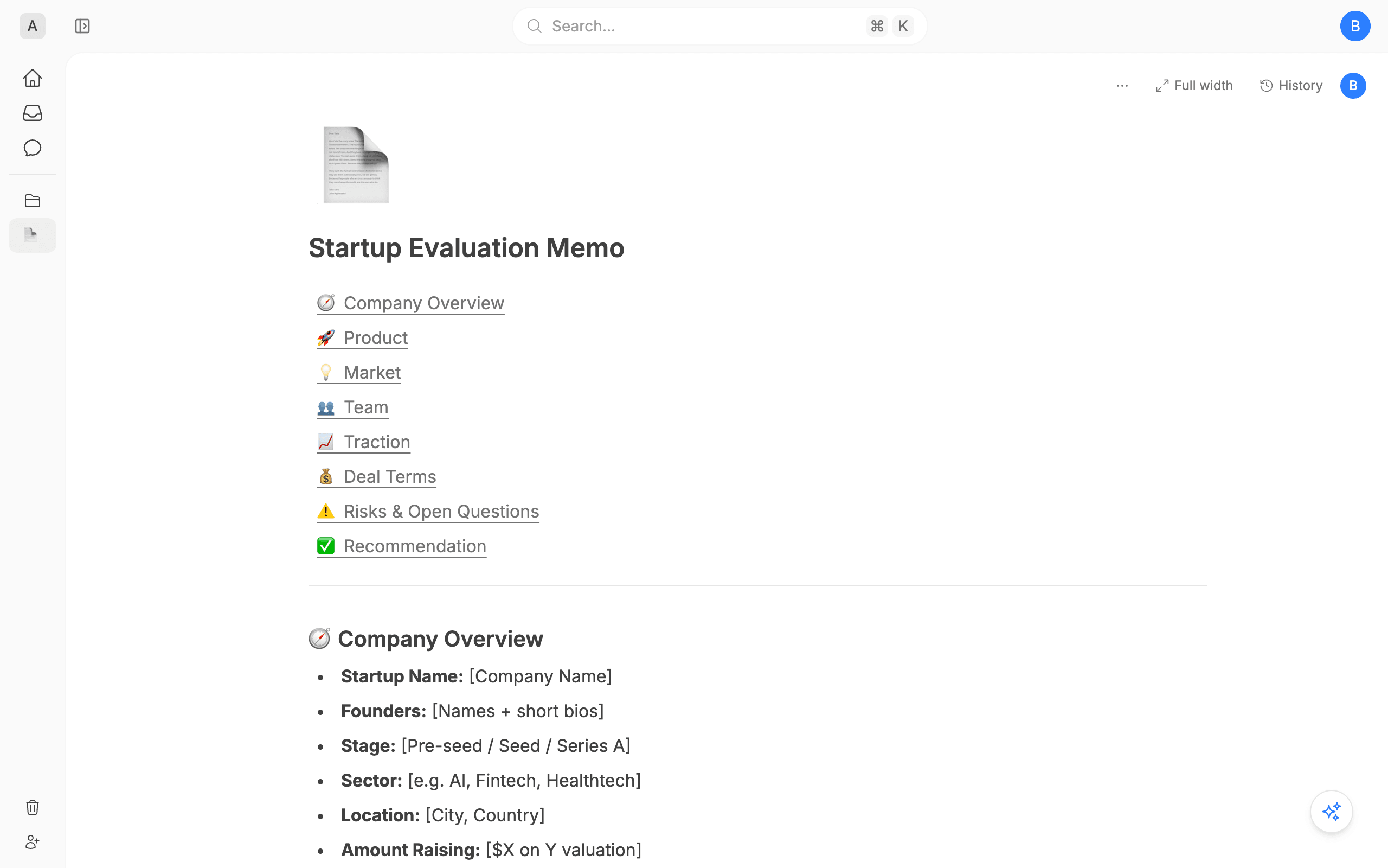 Startup Evaluation Memo