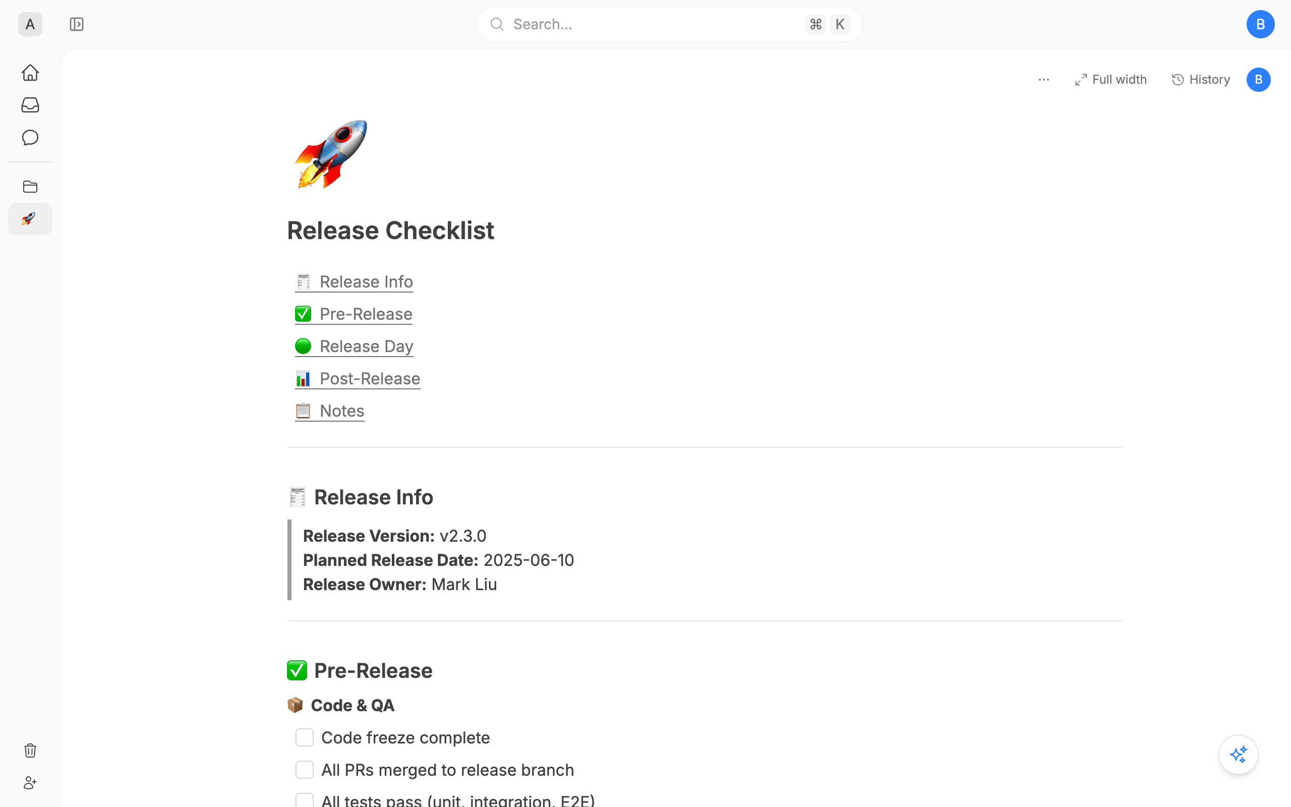 Release Checklist