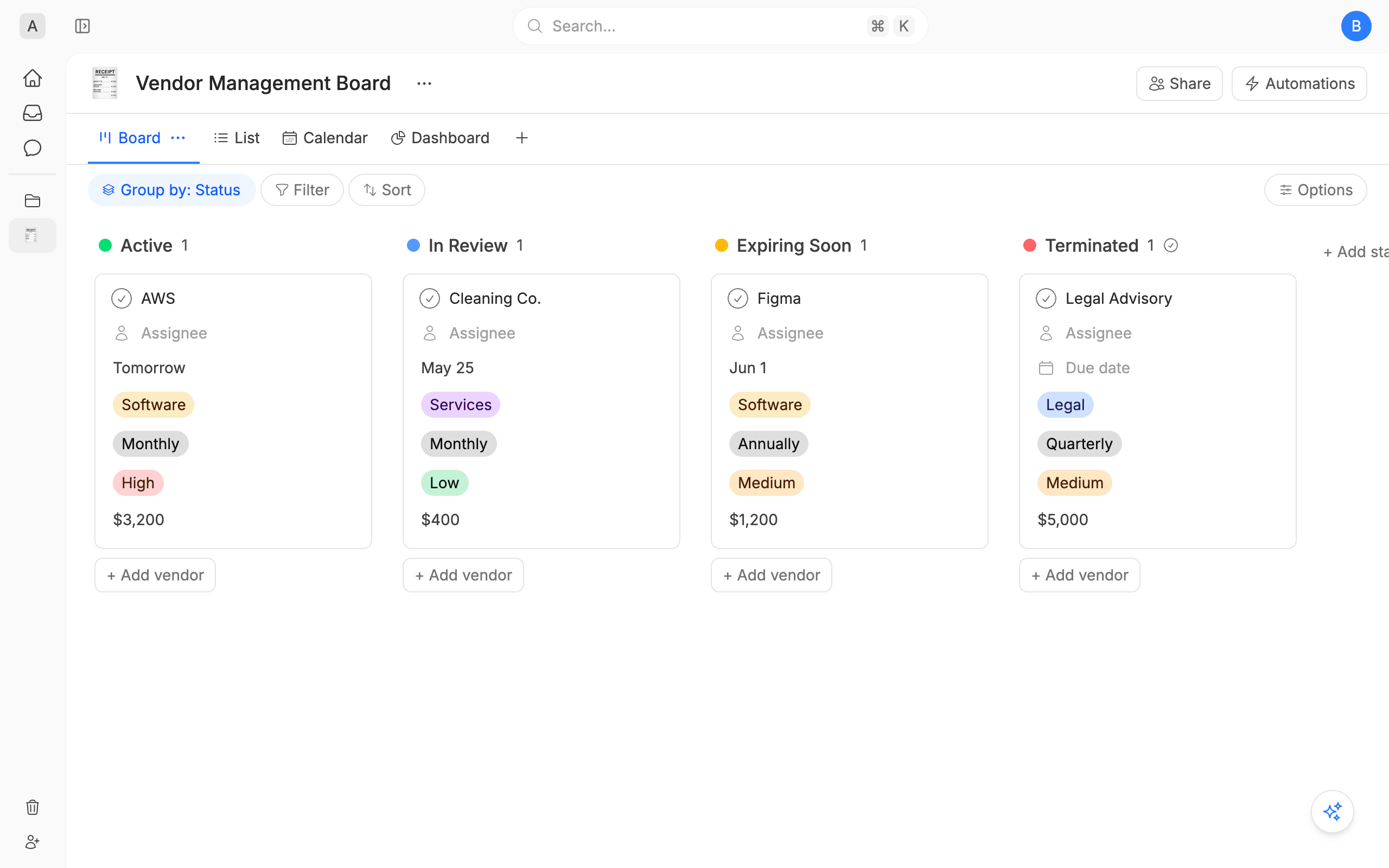 Vendor Management Board
