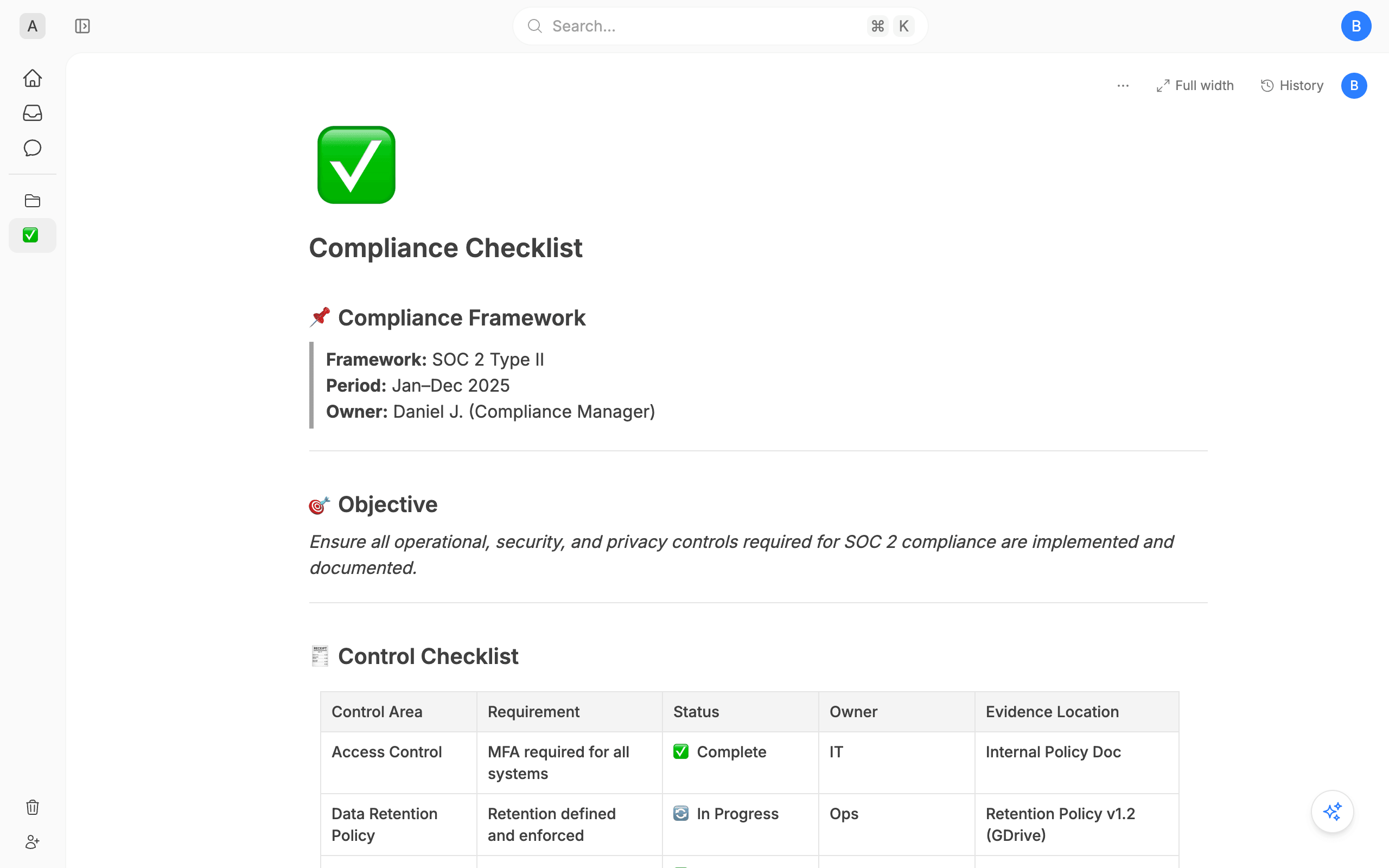 Compliance Checklist