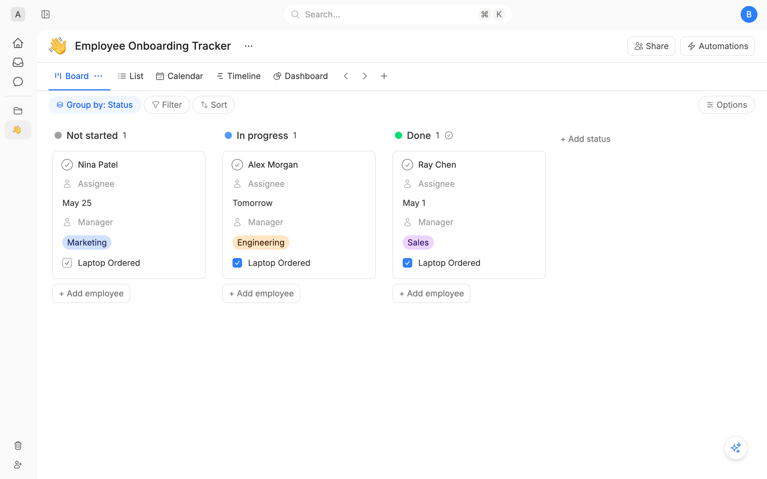 Employee Onboarding Tracker