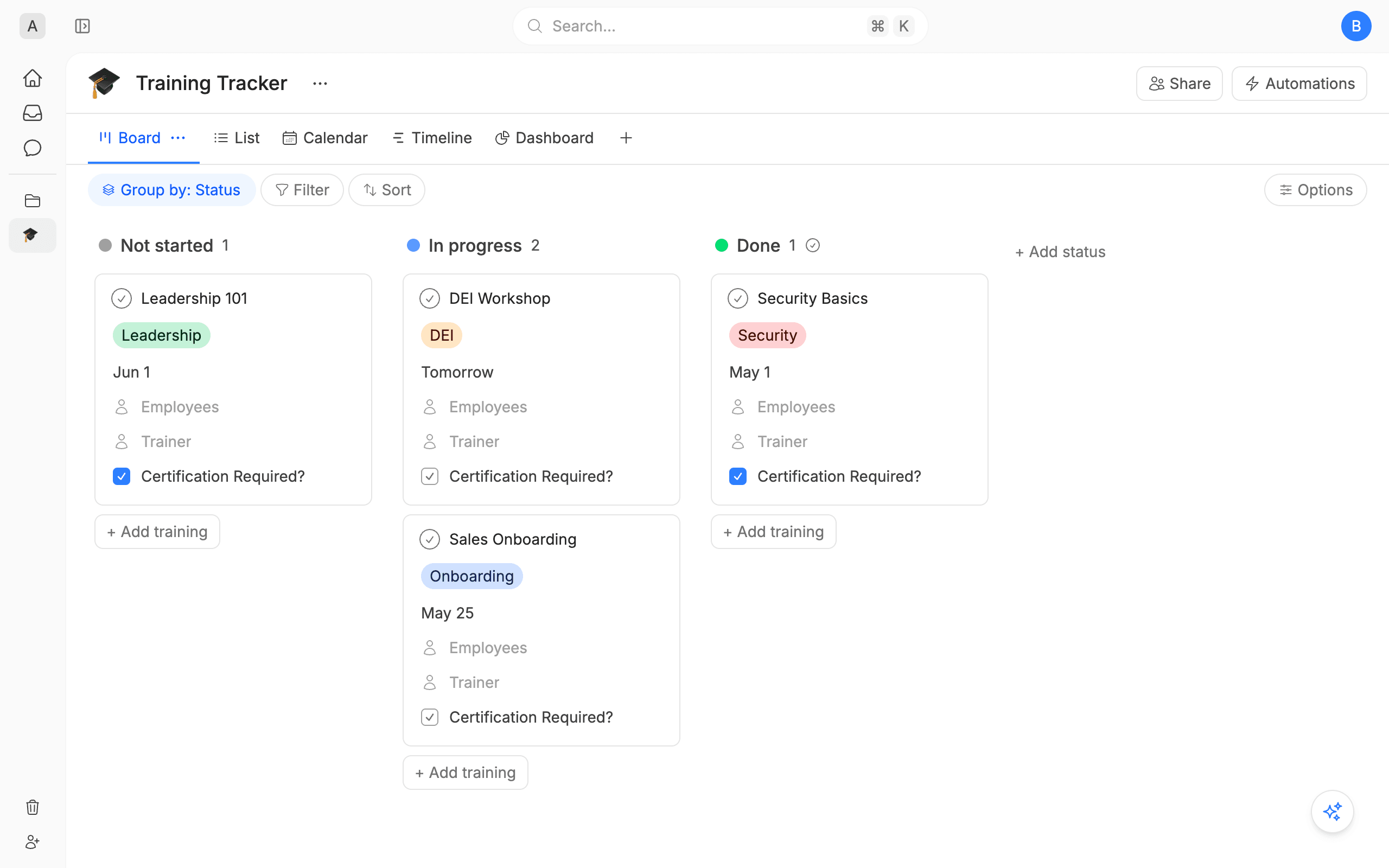 Training Tracker