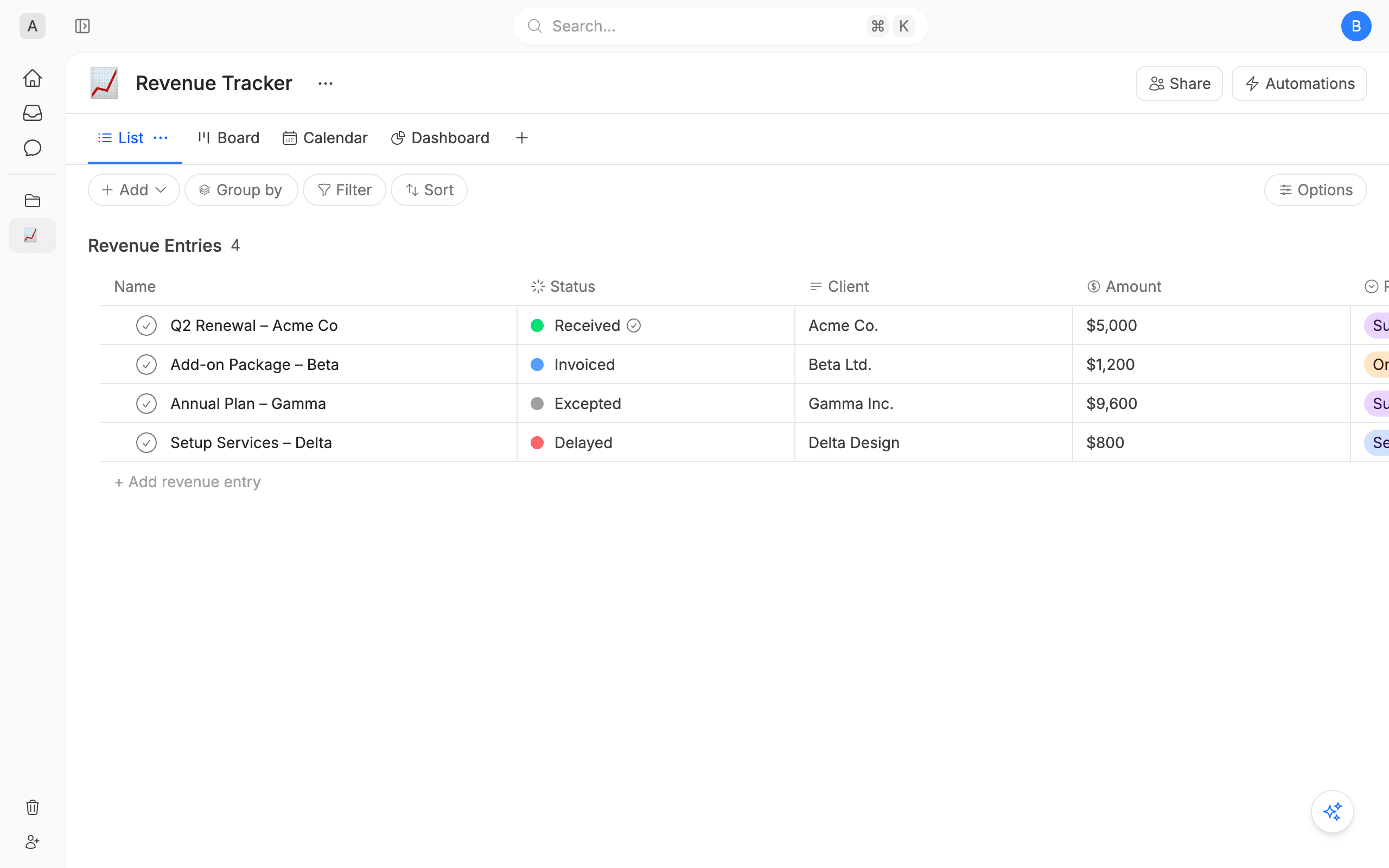 Revenue Tracker