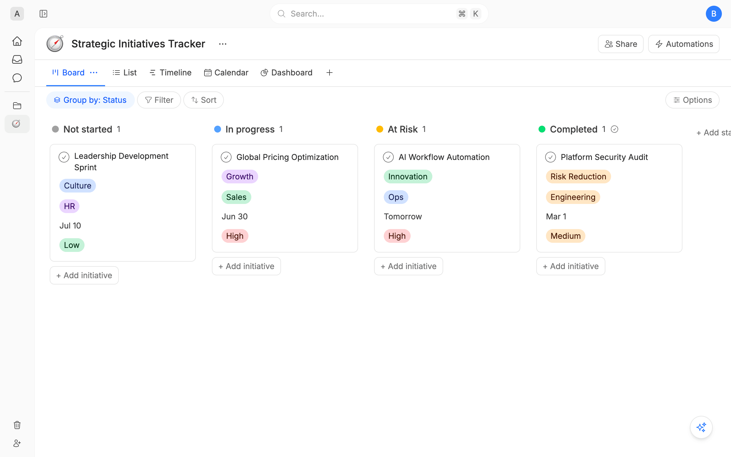 Strategic Initiatives Tracker