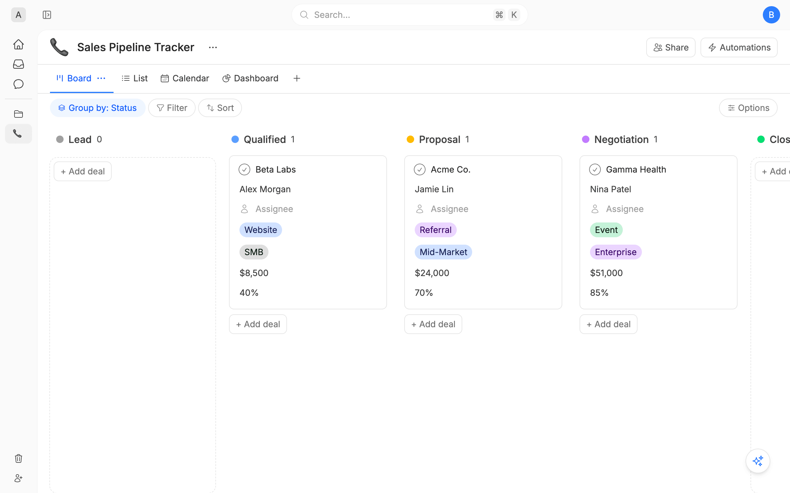 Sales Pipeline Tracker