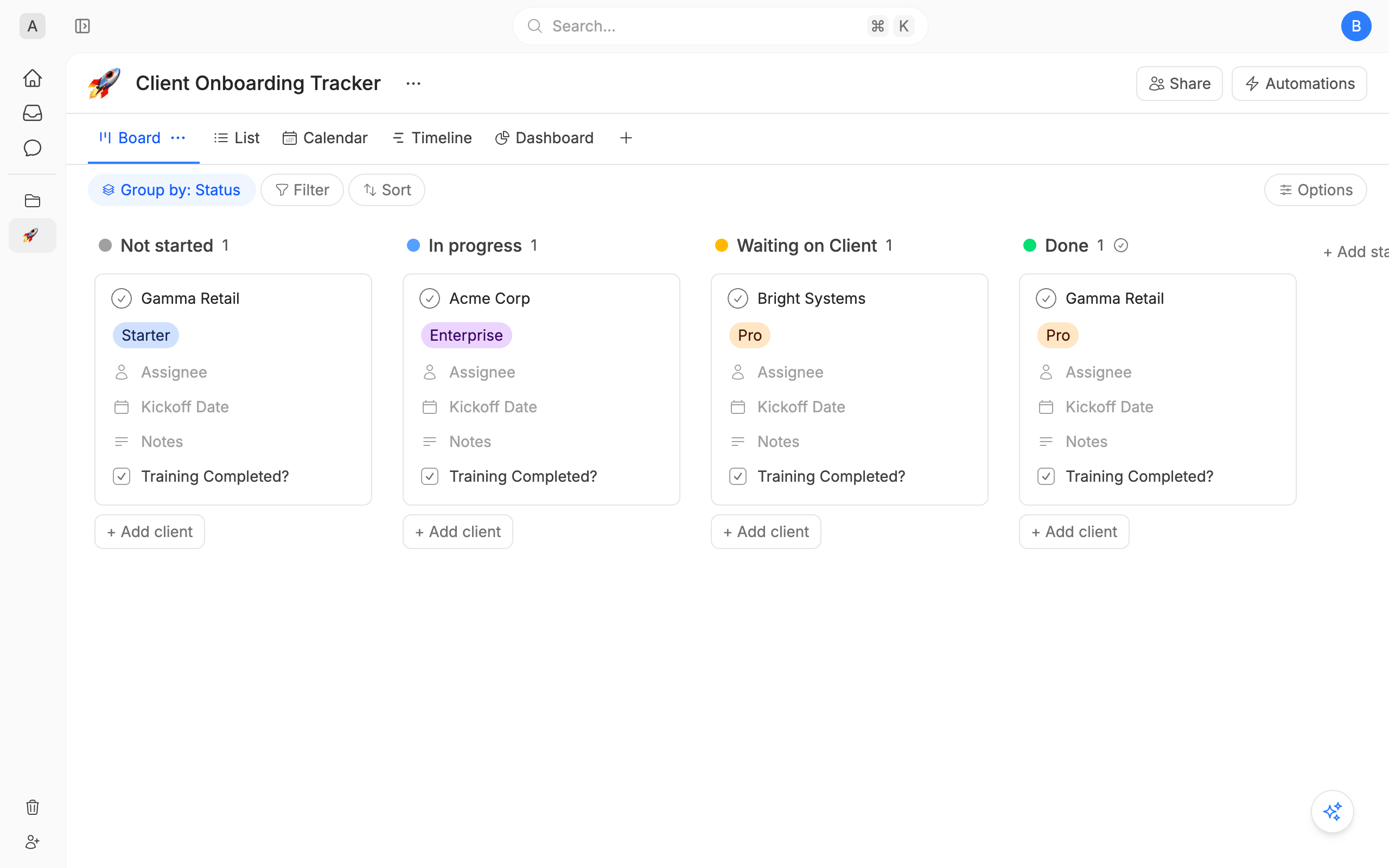 Client Onboarding Tracker