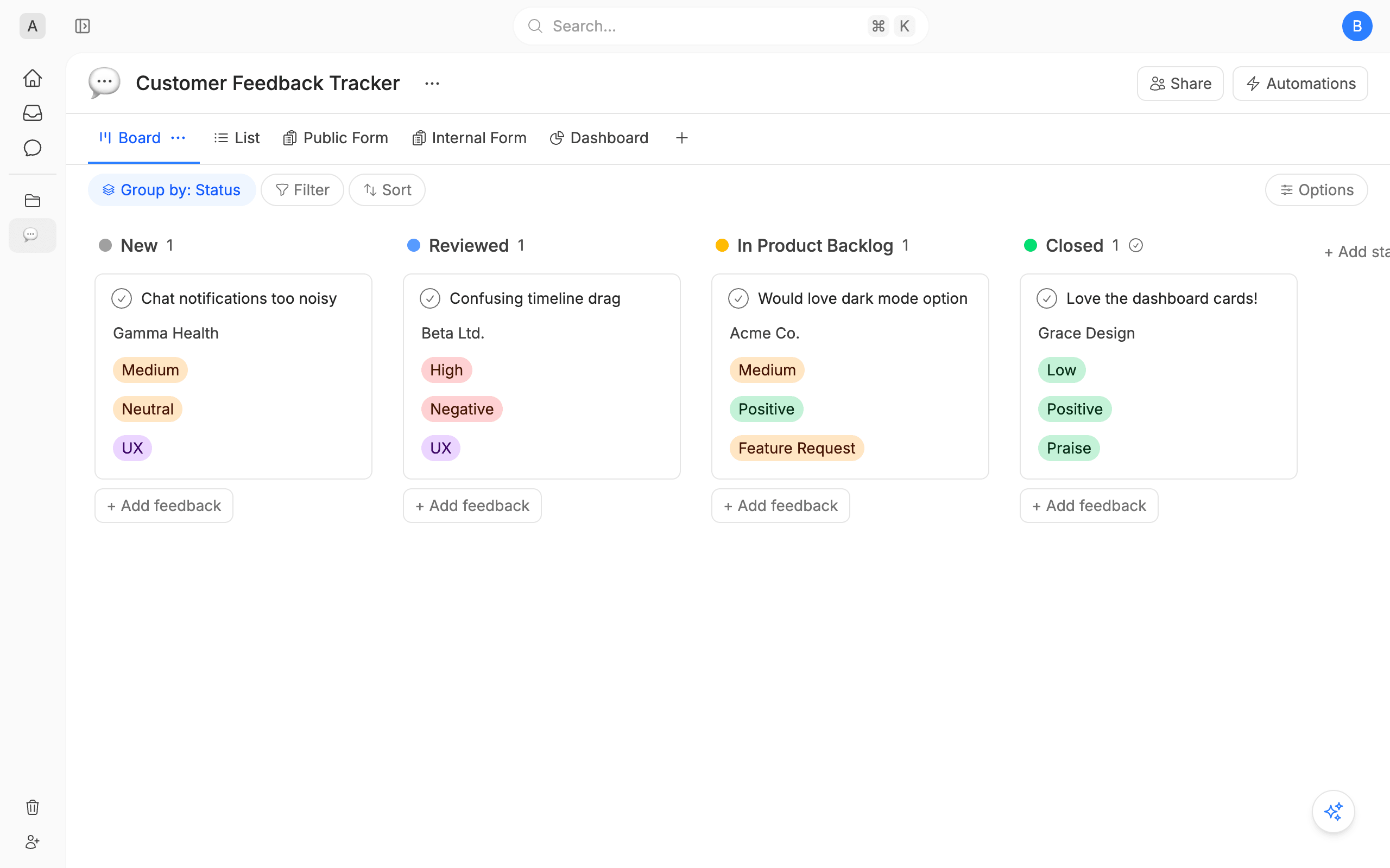 Customer Feedback Tracker