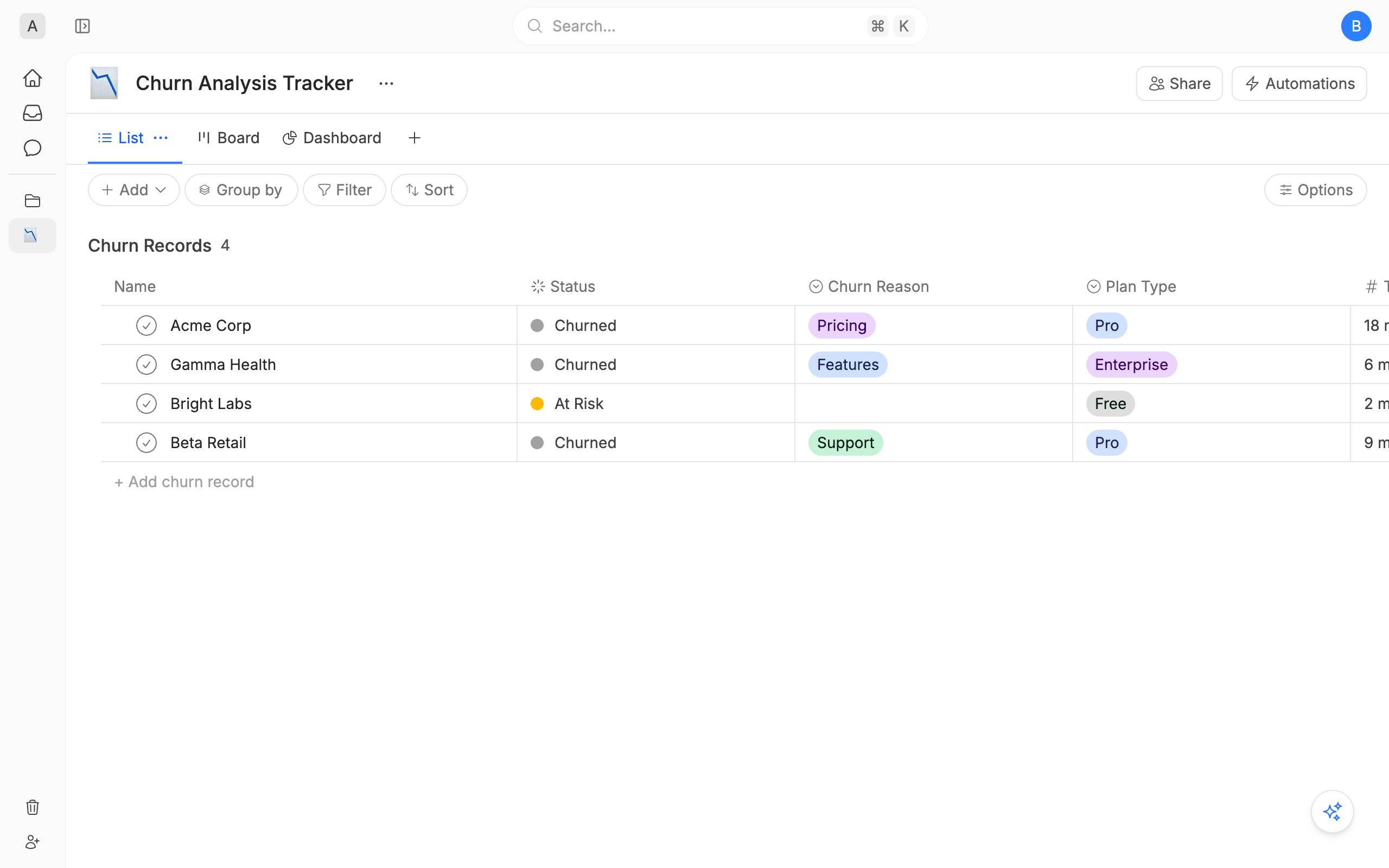 Churn Analysis Tracker