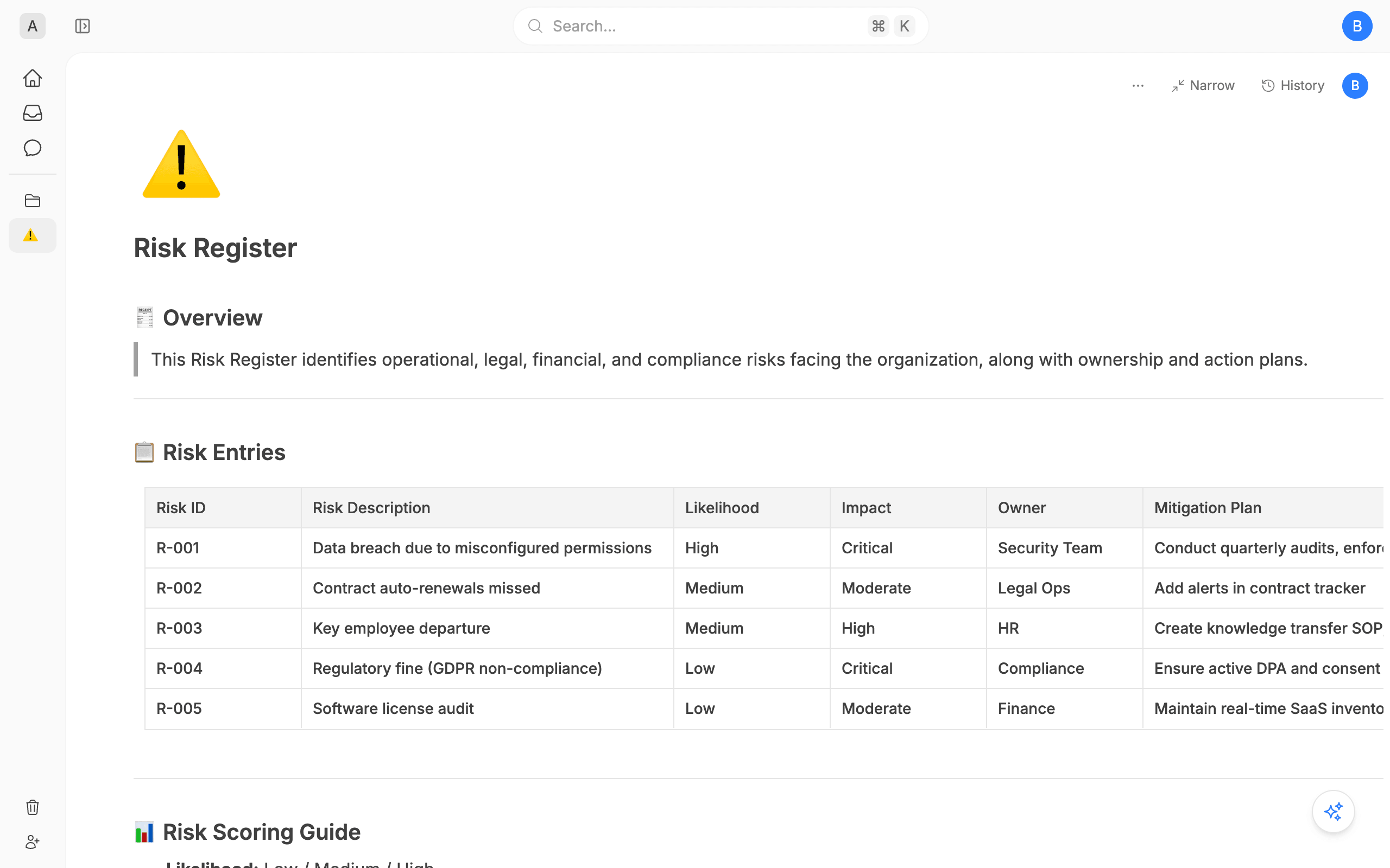Risk Register