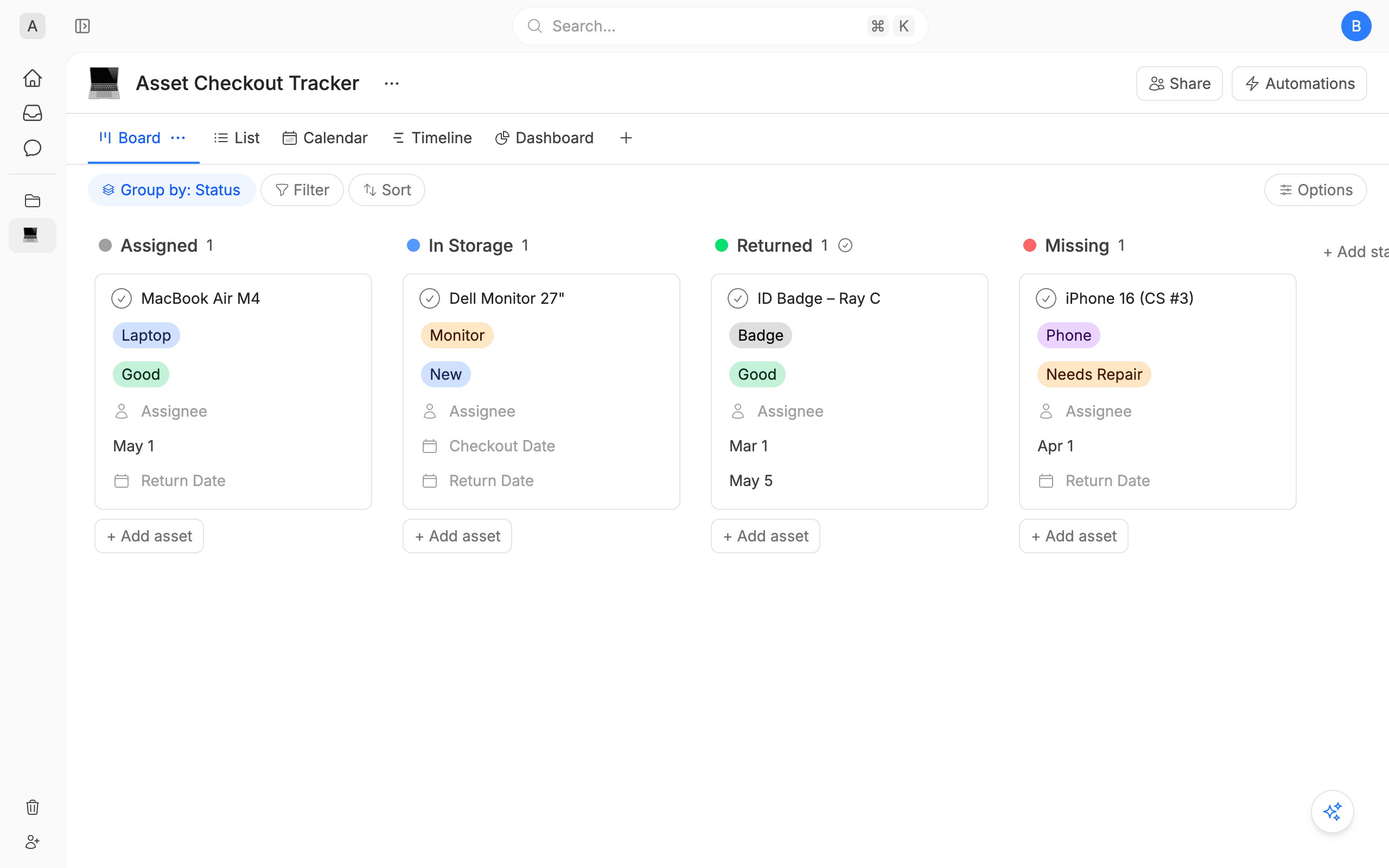 Asset Checkout Tracker