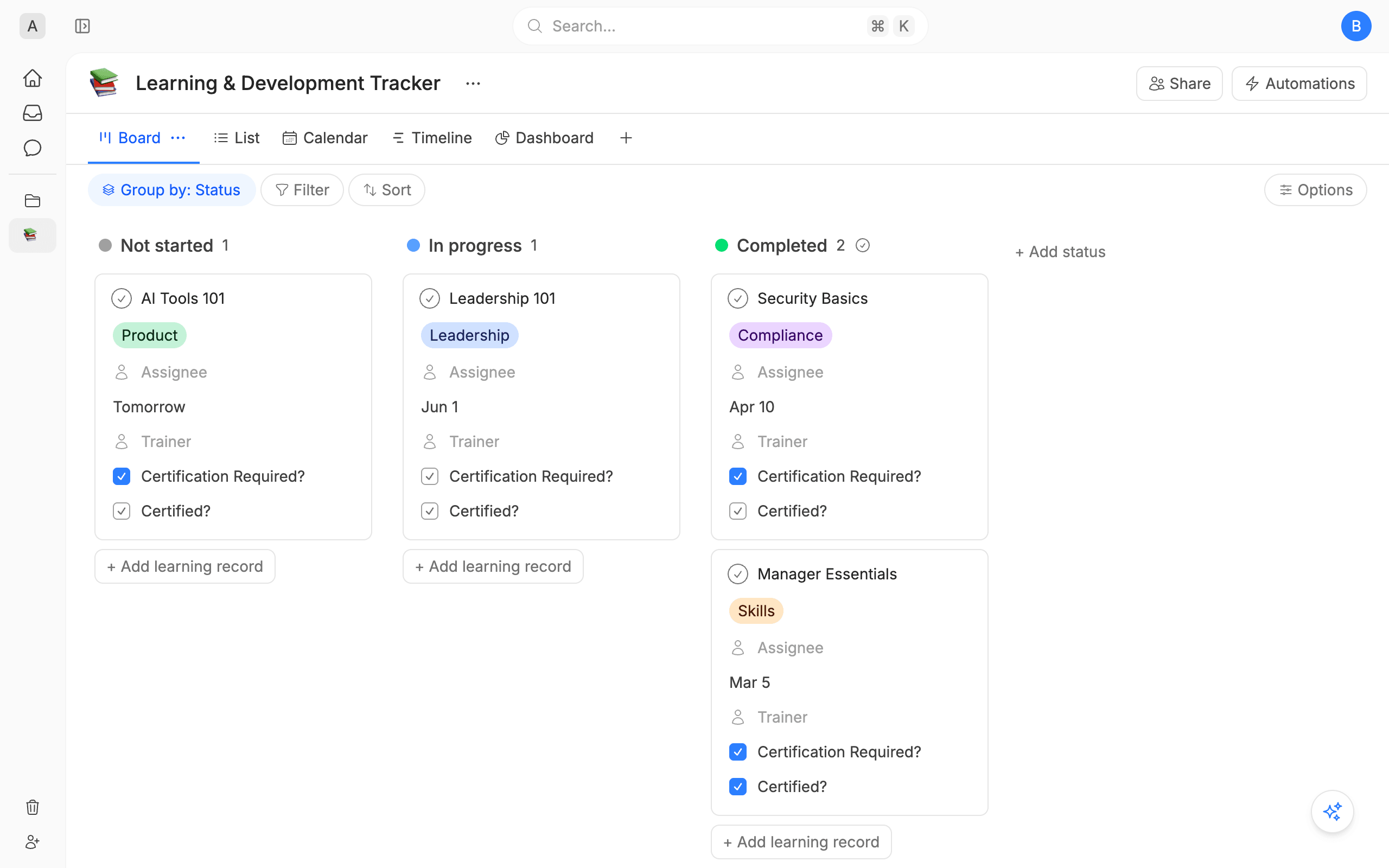 Learning & Development Tracker