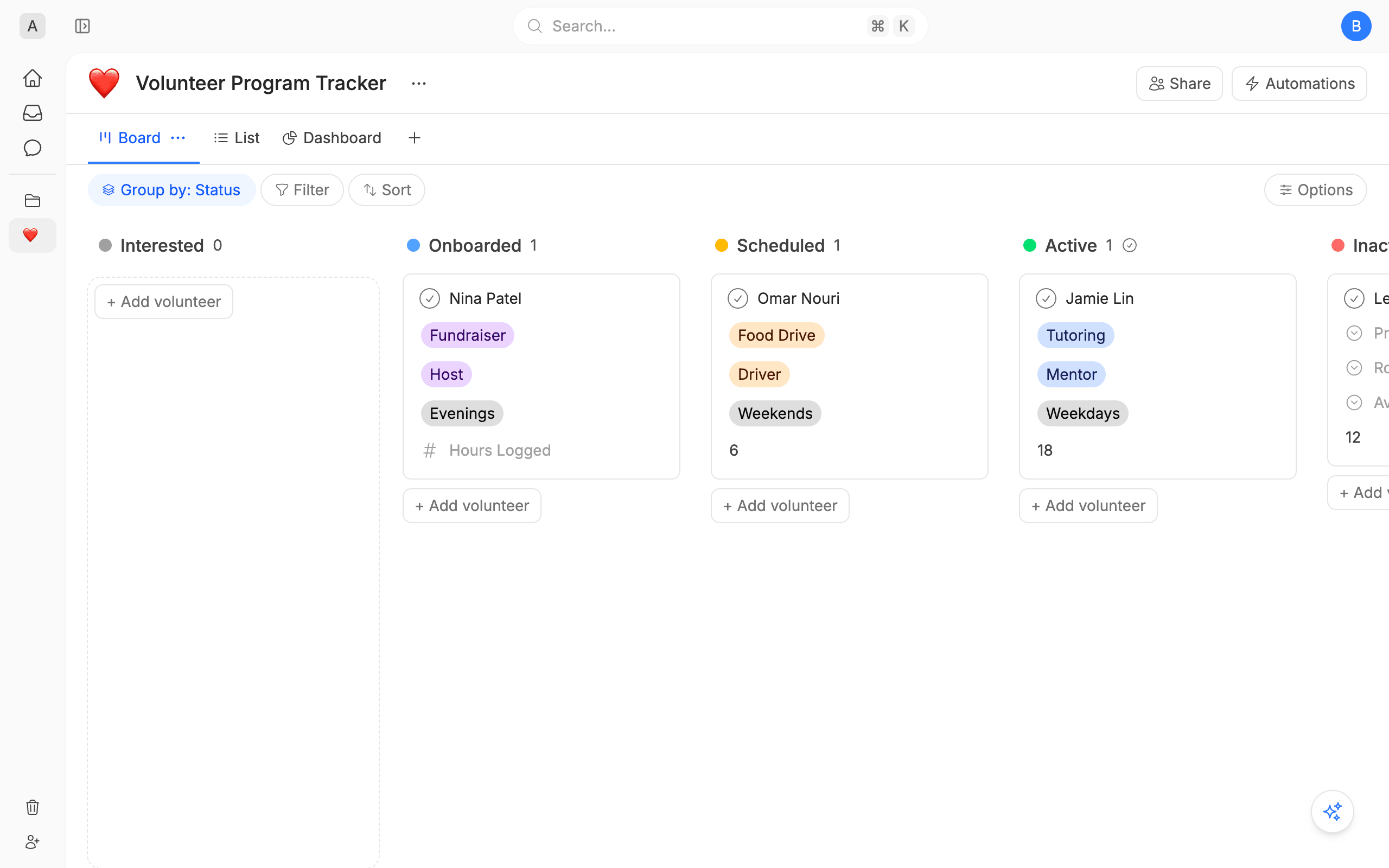 Volunteer Program Tracker