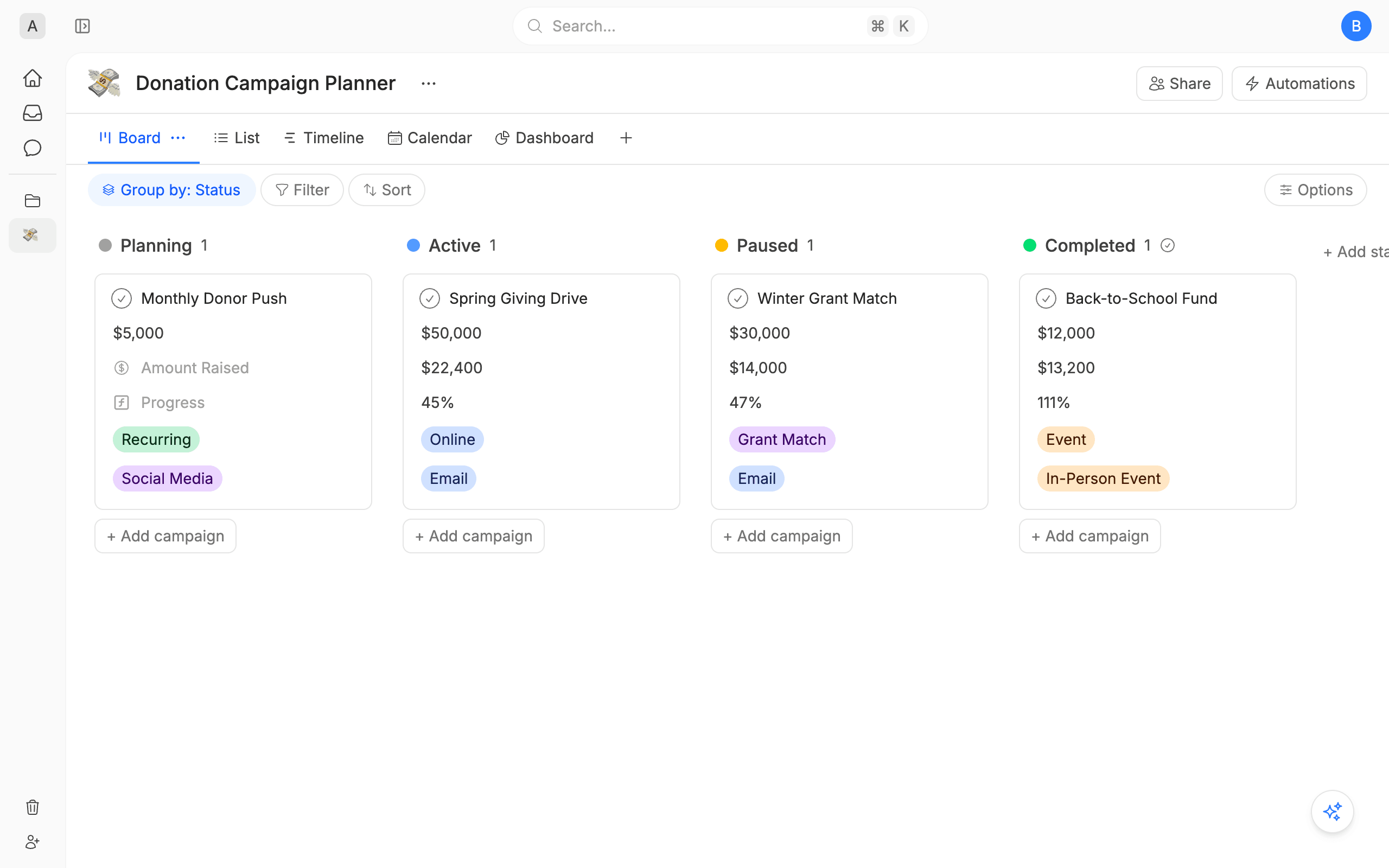 Donation Campaign Planner