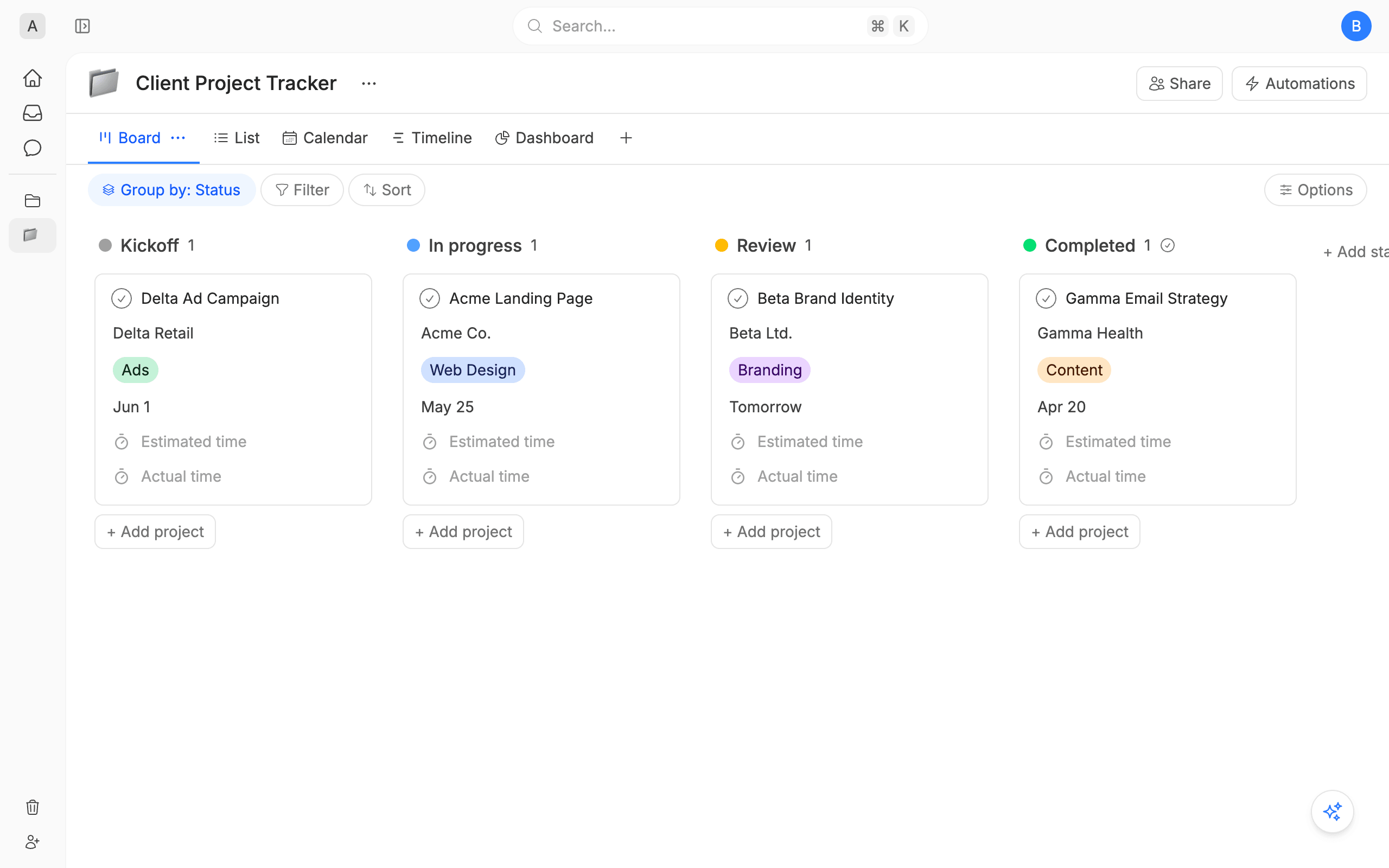 Client Project Tracker