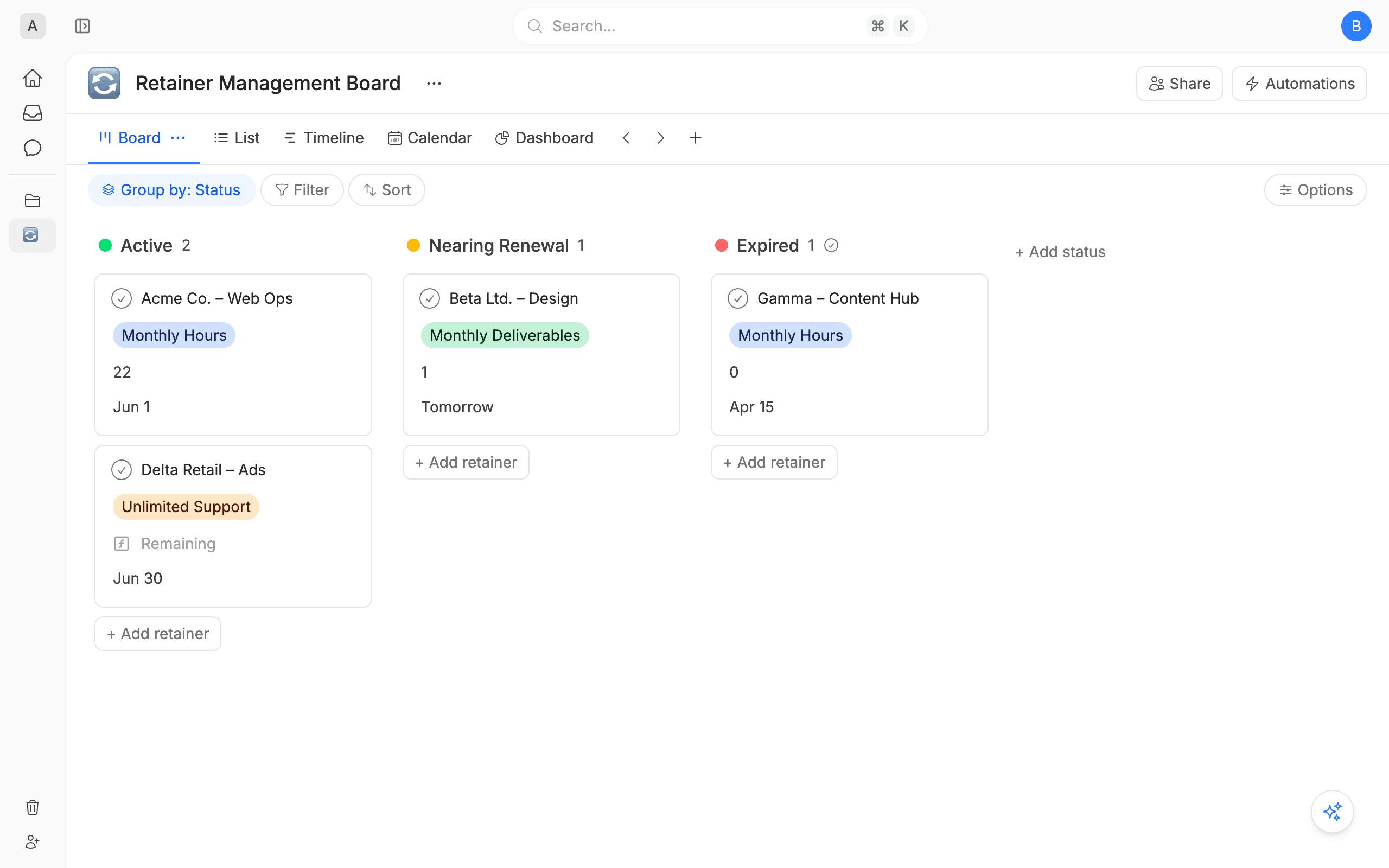 Retainer Management Board
