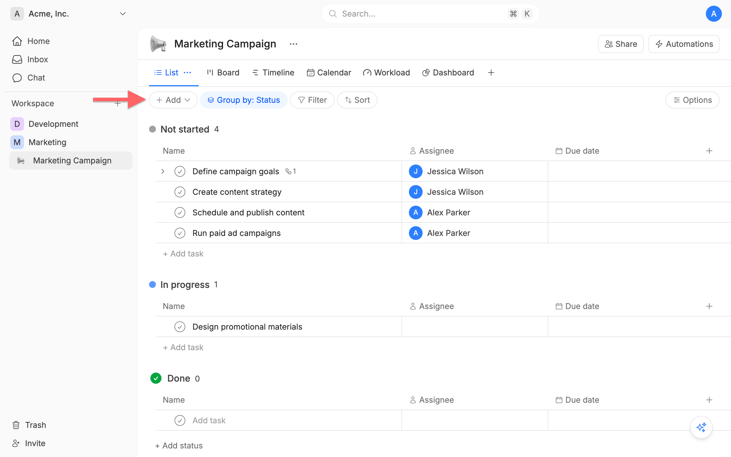 List task templates