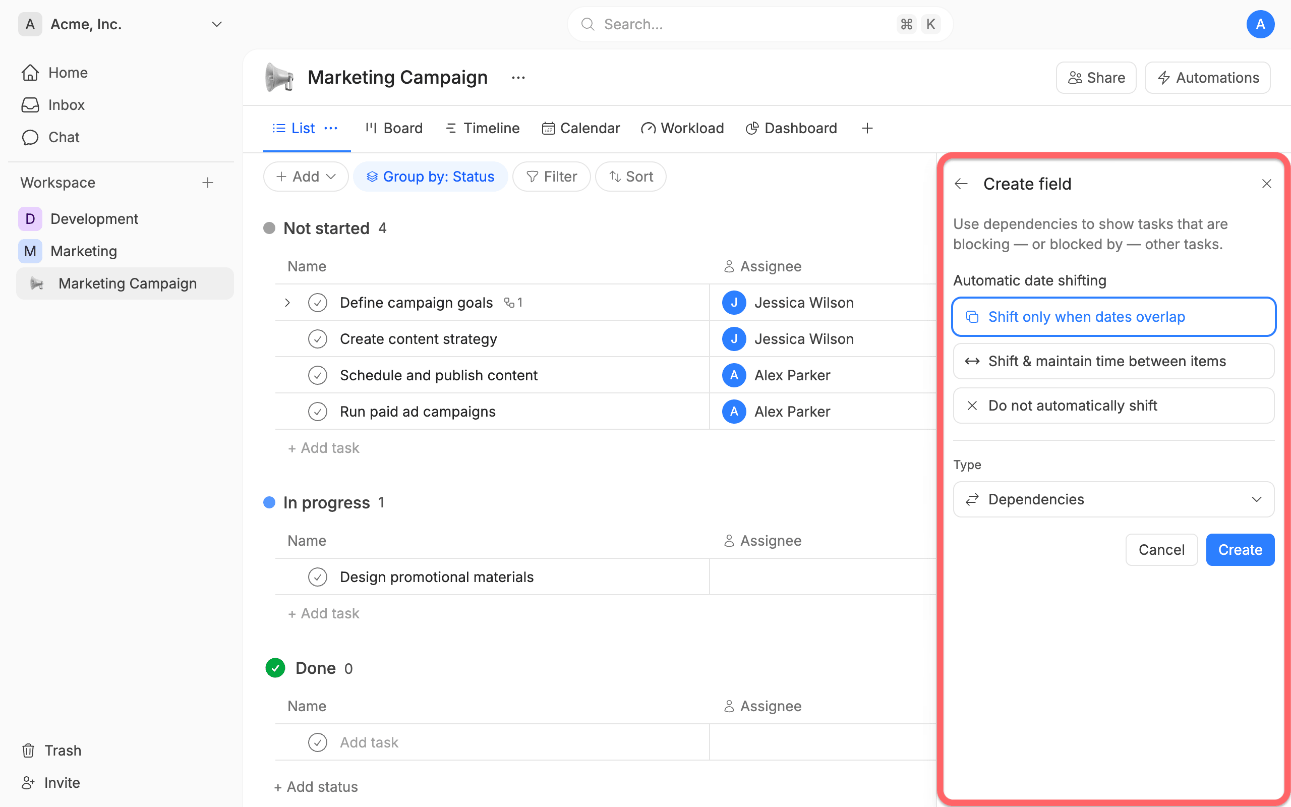 Date shifting options